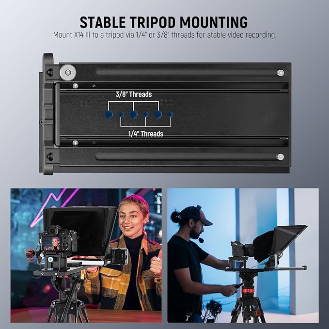 Neewer Teleprompter X14 III with RT113 Remote/App Control, 45° Tilt 14" Beamsplitter All Metal Frame Upgraded Camera Mount QR Plate Compatible with Manfrotto 501PL for iPhone iPad DSLR, Assembly Free | Teleprompters - TrueDesk