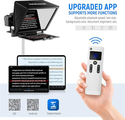 NEEWER Teleprompter X14 with RT - 110 Remote & APP Control (Bluetooth Connection via NEEWER Teleprompter App), Portable No Assembly Compatible with iPad Android Tablet, Smartphone, DSLR Camera | Teleprompters - TrueDesk