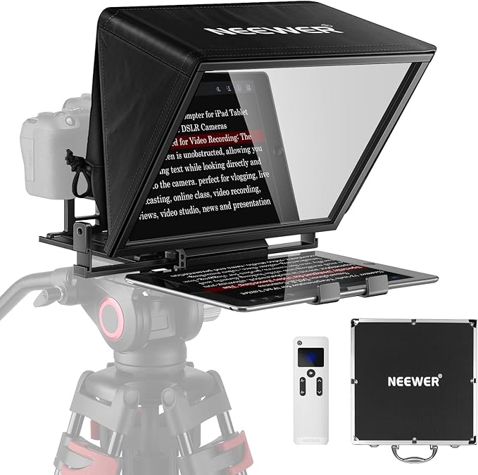 NEEWER Teleprompter X14 with RT - 110 Remote & APP Control (Bluetooth Connection via NEEWER Teleprompter App), Portable No Assembly Compatible with iPad Android Tablet, Smartphone, DSLR Camera | Teleprompters - TrueDesk