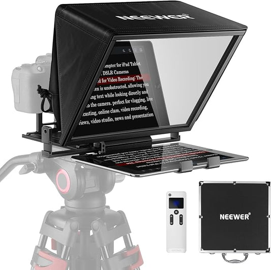 NEEWER Teleprompter X14 with RT - 110 Remote & APP Control (Bluetooth Connection via NEEWER Teleprompter App), Portable No Assembly Compatible with iPad Android Tablet, Smartphone, DSLR Camera | Teleprompters - TrueDesk