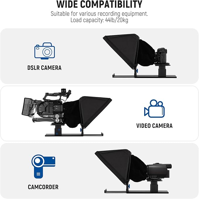 NEEWER Teleprompter X16 with RT113 Remote & App Control, 16" Beamsplitter, Aluminum Alloy Foldable Design, QR Plate Compatible with 501PL iPad Android Tablet Camera Camcorder Up to 44lb/20kg | Teleprompters - TrueDesk