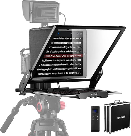 NEEWER Teleprompter X17 II with RT113 Remote/APP Control, 17" HD Beamsplitter All Metal Frame Upgraded Camera Mount QR Plate Compatible with Manfrotto 501PL iPad iPhone, Max Load 44.1Ib, Assembly Free | Teleprompters - TrueDesk