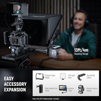 NEEWER Teleprompter X17 II with RT113 Remote/APP Control, 17" HD Beamsplitter All Metal Frame Upgraded Camera Mount QR Plate Compatible with Manfrotto 501PL iPad iPhone, Max Load 44.1Ib, Assembly Free | Teleprompters - TrueDesk