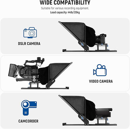 NEEWER Teleprompter X17 II with RT113 Remote/APP Control, 17" HD Beamsplitter All Metal Frame Upgraded Camera Mount QR Plate Compatible with Manfrotto 501PL iPad iPhone, Max Load 44.1Ib, Assembly Free | Teleprompters - TrueDesk