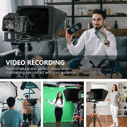 NEEWER X12 14 inch Aluminum Alloy Teleprompter + 77 inch Camera Tripod Monopod, Prompter for iPad Tablet Phone DSLR with Remote Control, APP Compatible with iOS/Android for Online Teaching Streaming | Teleprompters - TrueDesk