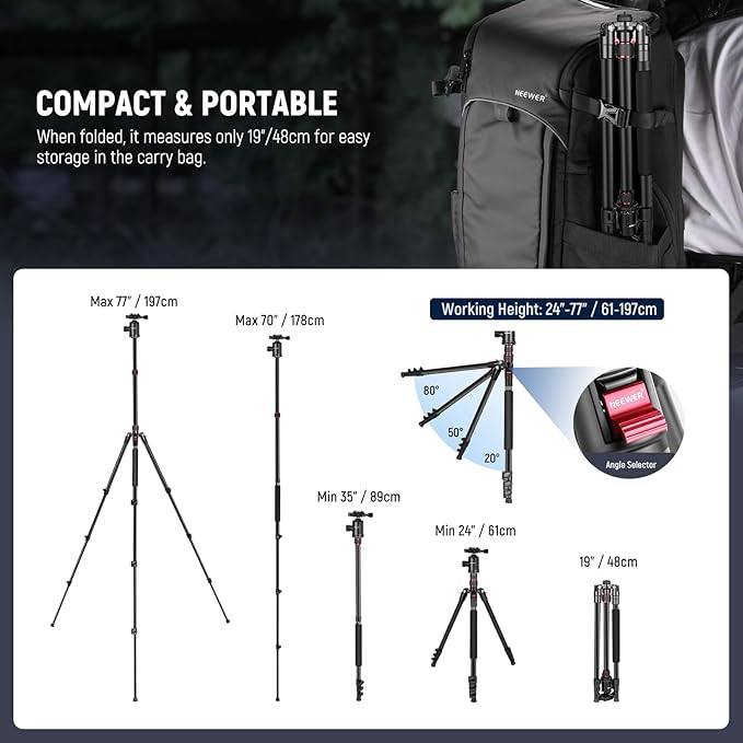 NEEWER X12 14 inch Aluminum Alloy Teleprompter + 77 inch Camera Tripod Monopod, Prompter for iPad Tablet Phone DSLR with Remote Control, APP Compatible with iOS/Android for Online Teaching Streaming | Teleprompters - TrueDesk