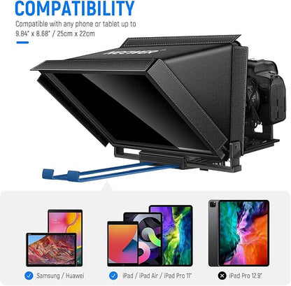 NEEWER X12 14 inch Aluminum Alloy Teleprompter for iPad Tablet Smartphone DSLR Cameras with Remote Control, Carry Case, APP Compatible with iOS/Android for Online Teaching/Vlogger/Live Streaming | Teleprompters - TrueDesk
