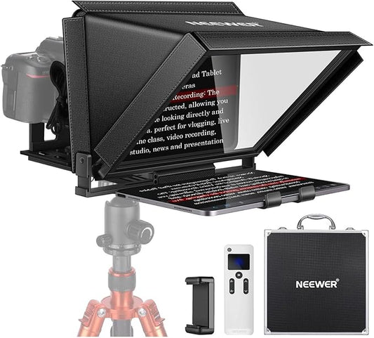 NEEWER X12 14 inch Aluminum Alloy Teleprompter for iPad Tablet Smartphone DSLR Cameras with Remote Control, Carry Case, APP Compatible with iOS/Android for Online Teaching/Vlogger/Live Streaming | Teleprompters - TrueDesk