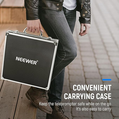 NEEWER X12 Aluminum Teleprompter with RT - 110 Remote Control (Connected via Bluetooth on NEEWER Teleprompter App) & Carry Case, Compatible with iPad, iOS/Android Tablets, Smartphones, DSLRs (Black) | Teleprompters - TrueDesk