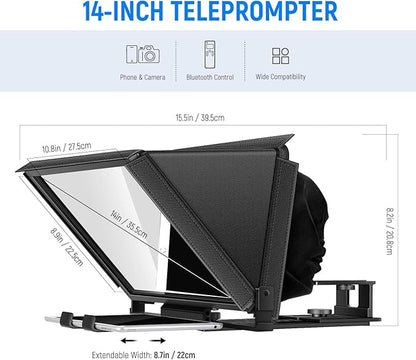 NEEWER X12 Aluminum Teleprompter with RT - 110 Remote Control (Connected via Bluetooth on NEEWER Teleprompter App) & Carry Case, Compatible with iPad, iOS/Android Tablets, Smartphones, DSLRs (Black) | Teleprompters - TrueDesk