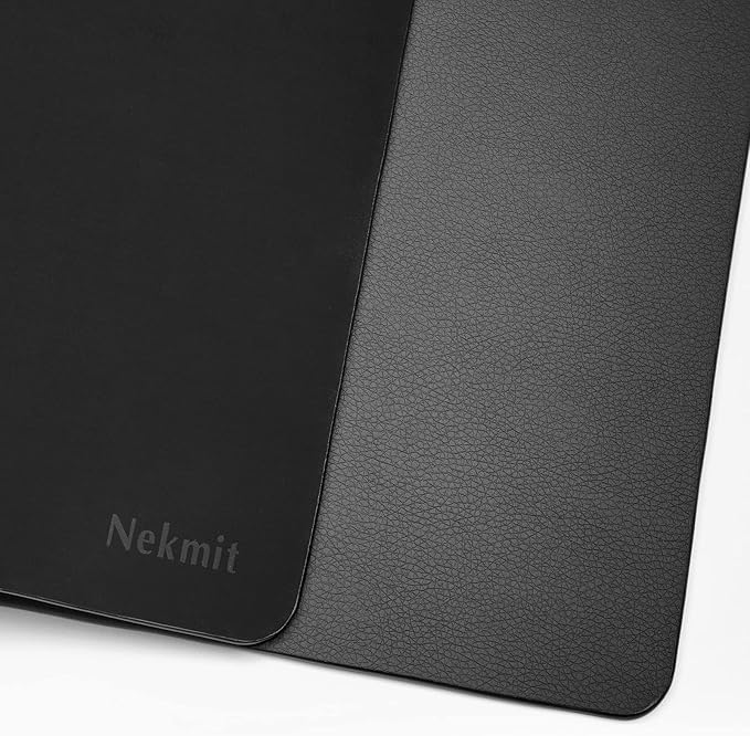 Nekmit Leather Desk Blotter Pad 17 x 12 Inches, Flat, Non - Slip, Waterproof, Black | Desk Pads Blotters - TrueDesk