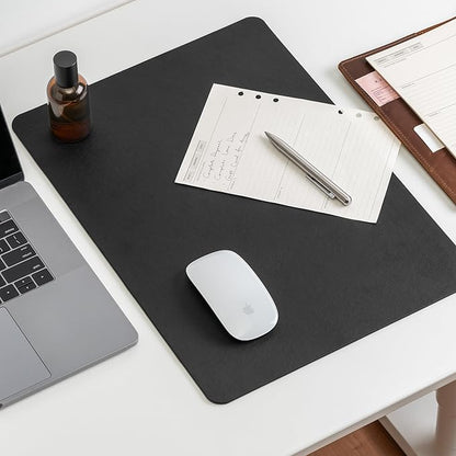 Nekmit Leather Desk Blotter Pad 17 x 12 Inches, Flat, Non - Slip, Waterproof, Black | Desk Pads Blotters - TrueDesk
