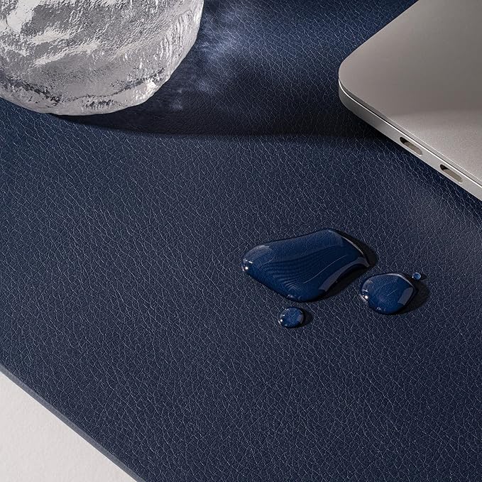 Nekmit Leather Desk Blotter Pad 17 x 12 Inches, Flat, Non - Slip, Waterproof, Blue | Desk Pads Blotters - TrueDesk