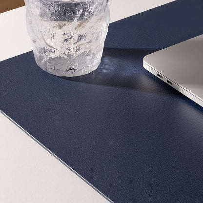 Nekmit Leather Desk Blotter Pad 17 x 12 Inches, Flat, Non - Slip, Waterproof, Blue | Desk Pads Blotters - TrueDesk