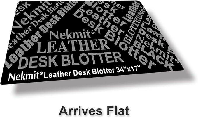 Nekmit Leather Desk Blotter Pad 34 x 17 Inches, Flat, Non - Slip, Waterproof, Black | Desk Pads Blotters - TrueDesk