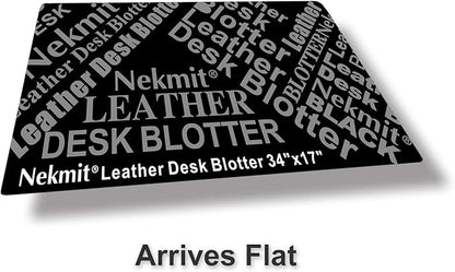 Nekmit Leather Desk Blotter Pad 34 x 17 Inches, Flat, Non - Slip, Waterproof, Black | Desk Pads Blotters - TrueDesk