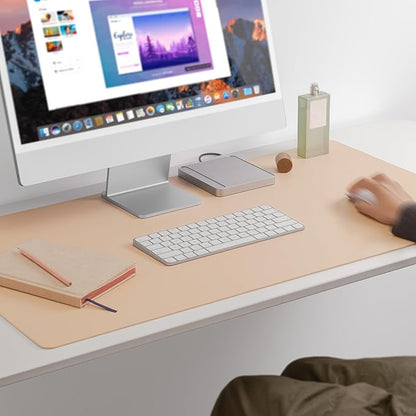 Nekmit Leather Desk Blotter Pad 36 x 20 Inches, Flat, Non - Slip, Waterproof, Apricot, Ideal for Office and Home and More | Desk Pads Blotters - TrueDesk