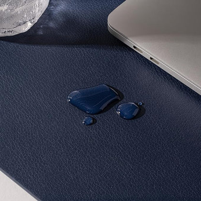 Nekmit Leather Desk Blotter Pad 36 x 20 Inches, Flat, Non - Slip, Waterproof, Blue | Desk Pads Blotters - TrueDesk