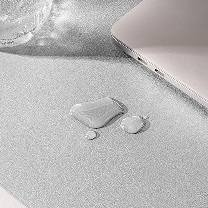 Nekmit Leather Desk Blotter Pad 36 x 20 Inches, Flat, Non - Slip, Waterproof, Gray | Desk Pads Blotters - TrueDesk