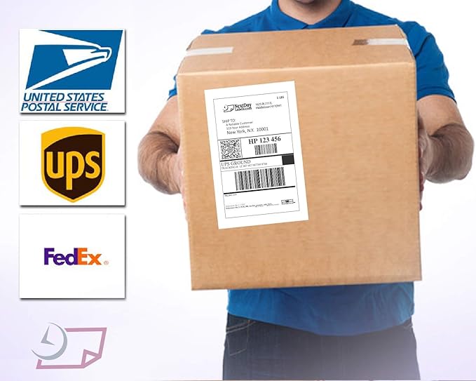 NextDayLabels Half Sheet Shipping Labels 5.5" x 8.5" – Printable Blank Labels for Laser & Inkjet Printers, White Self - Adhesive Stickers, 2 Per Page for Ship, FBA, UPS & FedEx, Made in USA, 100 Pack | Laser Inkjet Printer Labels - TrueDesk