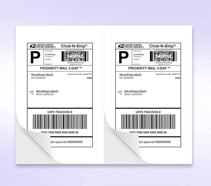 NextDayLabels Half Sheet Shipping Labels 5.5" x 8.5" – Printable Blank Labels for Laser & Inkjet Printers, White Self - Adhesive Stickers, 2 Per Page for Ship, FBA, UPS & FedEx, Made in USA, 25 Pack | Laser Inkjet Printer Labels - TrueDesk