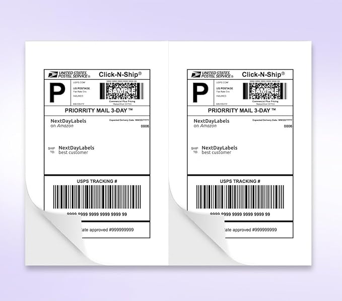NextDayLabels Half Sheet Shipping Labels 5.5" x 8.5" – Printable Blank Labels for Laser & Inkjet Printers, White Self - Adhesive Stickers, 2 Per Page for Ship, FBA, UPS & FedEx, Made in USA, 250 Pack | Laser Inkjet Printer Labels - TrueDesk
