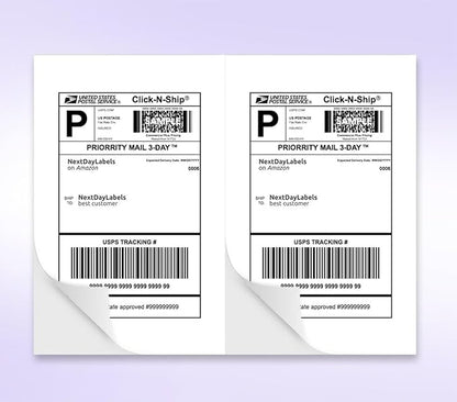 NextDayLabels Half Sheet Shipping Labels 5.5" x 8.5" – Printable Blank Labels for Laser & Inkjet Printers, White Self - Adhesive Stickers, 2 Per Page for Ship, FBA, UPS & FedEx, Made in USA, 250 Pack | Laser Inkjet Printer Labels - TrueDesk