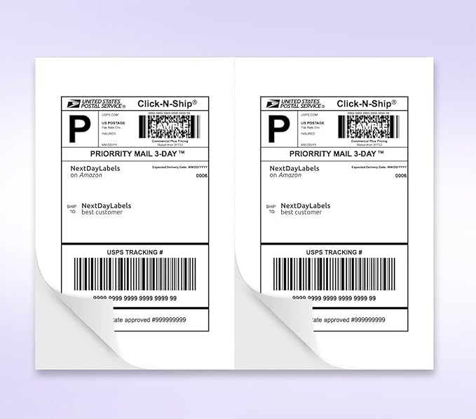 NextDayLabels Half Sheet Shipping Labels 5.5" x 8.5" – Printable Blank Labels for Laser & Inkjet Printers, White Self - Adhesive Stickers, 2 Per Page for Ship, FBA, UPS & FedEx, Made in USA, 100 Pack | Laser Inkjet Printer Labels - TrueDesk