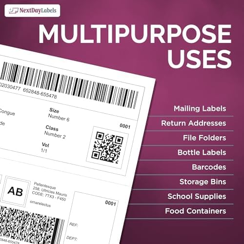 NextDayLabels Half Sheet Shipping Labels 5.5" x 8.5" – Printable Blank Labels for Laser & Inkjet Printers, White Self - Adhesive Stickers, 2 Per Page for Ship, FBA, UPS & FedEx, Made in USA, 50 Pack | Laser Inkjet Printer Labels - TrueDesk