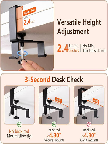No Drill Under Desk Cable Management Tray - 28" Cord Management Under Desk - No Drill Needed - Easy Clamp - Premium Fabric Cable Management Tray for Office/Home | Racks Cabinets - TrueDesk