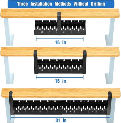 No Drilling Extendable Under Desk Cable Management, Metal Cable Management Tray Under Desk with Clamp, Retractable Power Strip Cord Holder for Wire Management 31Inch(1 Pack Black Extendable 31') | Cable Raceways - TrueDesk