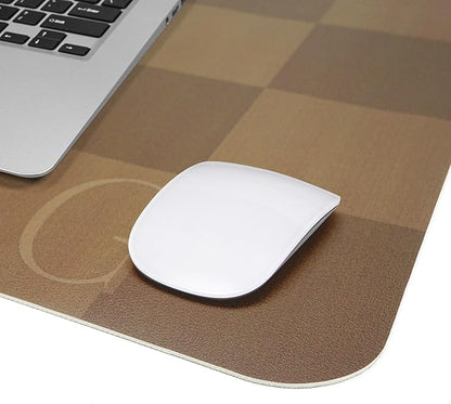 Non - Slip Checkered Desk Mat, Waterproof PU Leather Protector, Large Blotter, Easy Clean Laptop Writing Mat for Work/Home/Decor (Brown 31.5" x 12") | Mouse Pads - TrueDesk