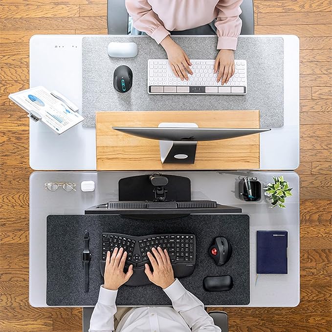 Non - slip Desk Mat Desk Blotter, Felt Desk Pad Protector, Office Desk Protector Keyboard Pad Large Mouse Pad Desk Writing Mat for Writing/Playing/Reading (90 * 40cm,Black) | Desk Pads Blotters - TrueDesk