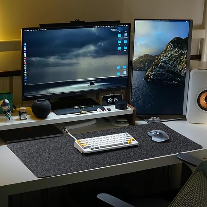 Non - slip Desk Mat Desk Blotter, Felt Desk Pad Protector, Office Desk Protector Keyboard Pad Large Mouse Pad Desk Writing Mat for Writing/Playing/Reading (90 * 40cm,Black) | Desk Pads Blotters - TrueDesk