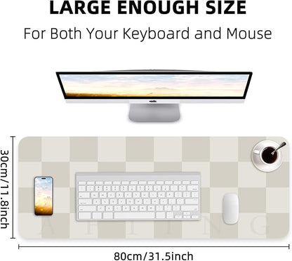 Non - Slip Desk mat, Leather Desk mat, Waterproof PU Leather Desk pad Protector, Large Mouse pad, Easy Clean Laptop Desk Writing Mat for Work/Home/Decor(31.5"x12", White Grey) | Mouse Pads - TrueDesk