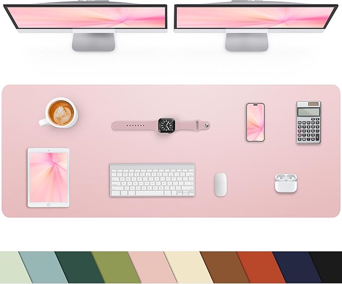 Non - Slip Desk mat,PU Leather Desk Pad Protector, Office Desk Mat, Large Mouse Pad,Desk Blotter, Laptop Desk Pad, Waterproof Desk Writing Pad for Office and Home (Rose Pink, 40" x 17") | Desk Pads Blotters - TrueDesk