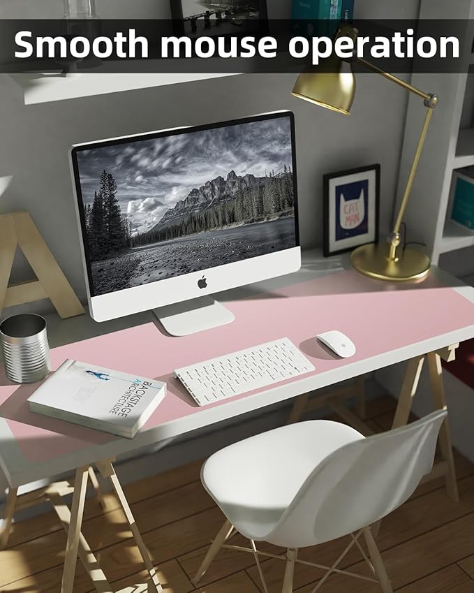 Non - Slip Desk mat,PU Leather Desk Pad Protector, Office Desk Mat, Large Mouse Pad,Desk Blotter, Laptop Desk Pad, Waterproof Desk Writing Pad for Office and Home (Rose Pink, 40" x 17") | Desk Pads Blotters - TrueDesk