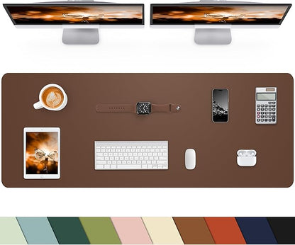 Non - Slip Desk mat,PULeather Desk Pad Protector, Office Desk Mat, Large Mouse Pad,Desk Blotter, Laptop Desk Pad, Waterproof Desk Writing Pad for Office and Home (Brown, 40" x 17") | Desk Pads Blotters - TrueDesk