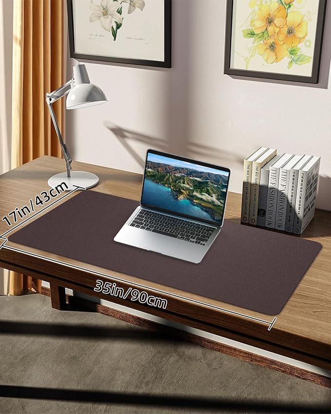 Non - Slip Desk mat,PULeather Desk Pad Protector, Office Desk Mat, Large Mouse Pad,Desk Blotter, Laptop Desk Pad, Waterproof Desk Writing Pad for Office and Home (Coffee, 35.4" x 17") | Desk Pads Blotters - TrueDesk