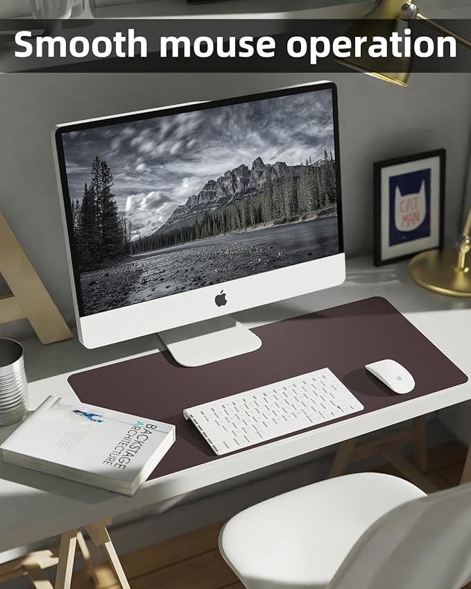 Non - Slip Desk mat,PULeather Desk Pad Protector, Office Desk Mat, Large Mouse Pad,Desk Blotter, Laptop Desk Pad, Waterproof Desk Writing Pad for Office and Home (Coffee, 35.4" x 17") | Desk Pads Blotters - TrueDesk