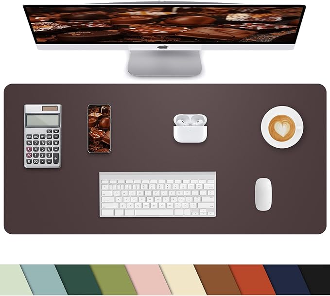 Non - Slip Desk mat,PULeather Desk Pad Protector, Office Desk Mat, Large Mouse Pad,Desk Blotter, Laptop Desk Pad, Waterproof Desk Writing Pad for Office and Home (Coffee, 35.4" x 17") | Desk Pads Blotters - TrueDesk