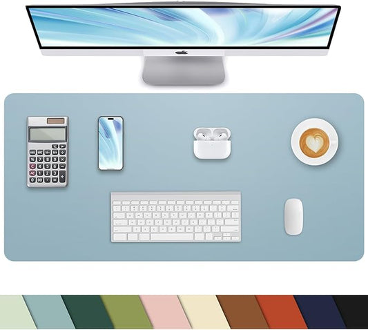Non - Slip Desk mat,PULeather Desk Pad Protector, Office Desk Mat, Large Mouse Pad,Desk Blotter, Laptop Desk Pad, Waterproof Desk Writing Pad for Office and Home (Light Blue, 35.4" x 17") | Desk Pads Blotters - TrueDesk