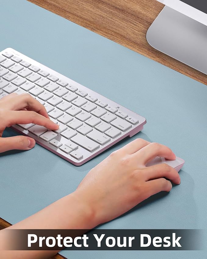 Non - Slip Desk mat,PULeather Desk Pad Protector, Office Desk Mat, Large Mouse Pad,Desk Blotter, Laptop Desk Pad, Waterproof Desk Writing Pad for Office and Home (Light Blue, 35.4" x 17") | Desk Pads Blotters - TrueDesk