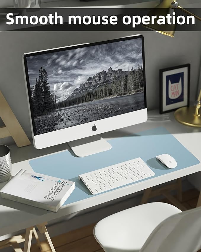 Non - Slip Desk mat,PULeather Desk Pad Protector, Office Desk Mat, Large Mouse Pad,Desk Blotter, Laptop Desk Pad, Waterproof Desk Writing Pad for Office and Home (Light Blue, 35.4" x 17") | Desk Pads Blotters - TrueDesk