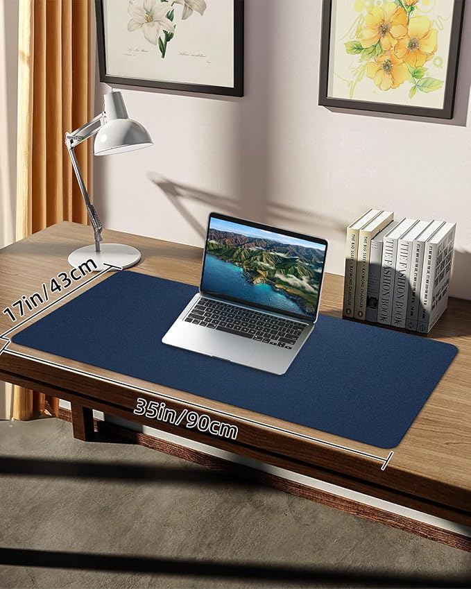 Non - Slip Desk mat,PULeather Desk Pad Protector, Office Desk Mat, Large Mouse Pad,Desk Blotter, Laptop Desk Pad, Waterproof Desk Writing Pad for Office and Home (Midnight Blue, 35.4" x 17") | Desk Pads Blotters - TrueDesk
