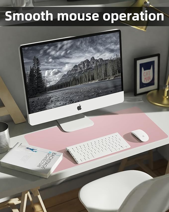 Non - Slip Desk mat,PULeather Desk Pad Protector, Office Desk Mat, Large Mouse Pad,Desk Blotter, Laptop Desk Pad, Waterproof Desk Writing Pad for Office and Home (Rose Pink, 35.4" x 17") | Desk Pads Blotters - TrueDesk