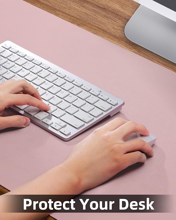 Non - Slip Desk mat,PULeather Desk Pad Protector, Office Desk Mat, Large Mouse Pad,Desk Blotter, Laptop Desk Pad, Waterproof Desk Writing Pad for Office and Home (Rose Pink, 35.4" x 17") | Desk Pads Blotters - TrueDesk