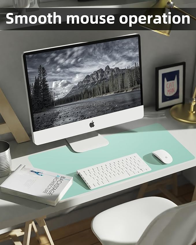 Non - Slip Desk mat,PULeather Desk Pad Protector, Office Desk Mat, Large Mouse Pad,Desk Blotter, Laptop Desk Pad, Waterproof Desk Writing Pad for Office and Home (Turquiose, 35.4" x 17") | Desk Pads Blotters - TrueDesk