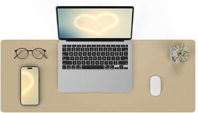 Non - Slip Desk Pad, Desk mat,Waterproof PU Leather Protector, Easy Clean Laptop Mat for Work/Home/Decor (Apricot, 31.5" x 12") | Mouse Pads - TrueDesk