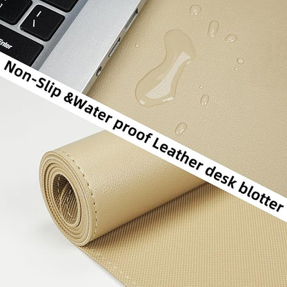Non - Slip Desk Pad, Desk mat,Waterproof PU Leather Protector, Easy Clean Laptop Mat for Work/Home/Decor (Apricot, 31.5" x 12") | Mouse Pads - TrueDesk